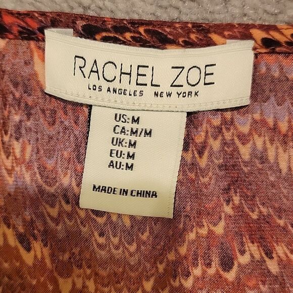 Rachel Zoe print top ruched sleeves size med - Picture 7 of 9